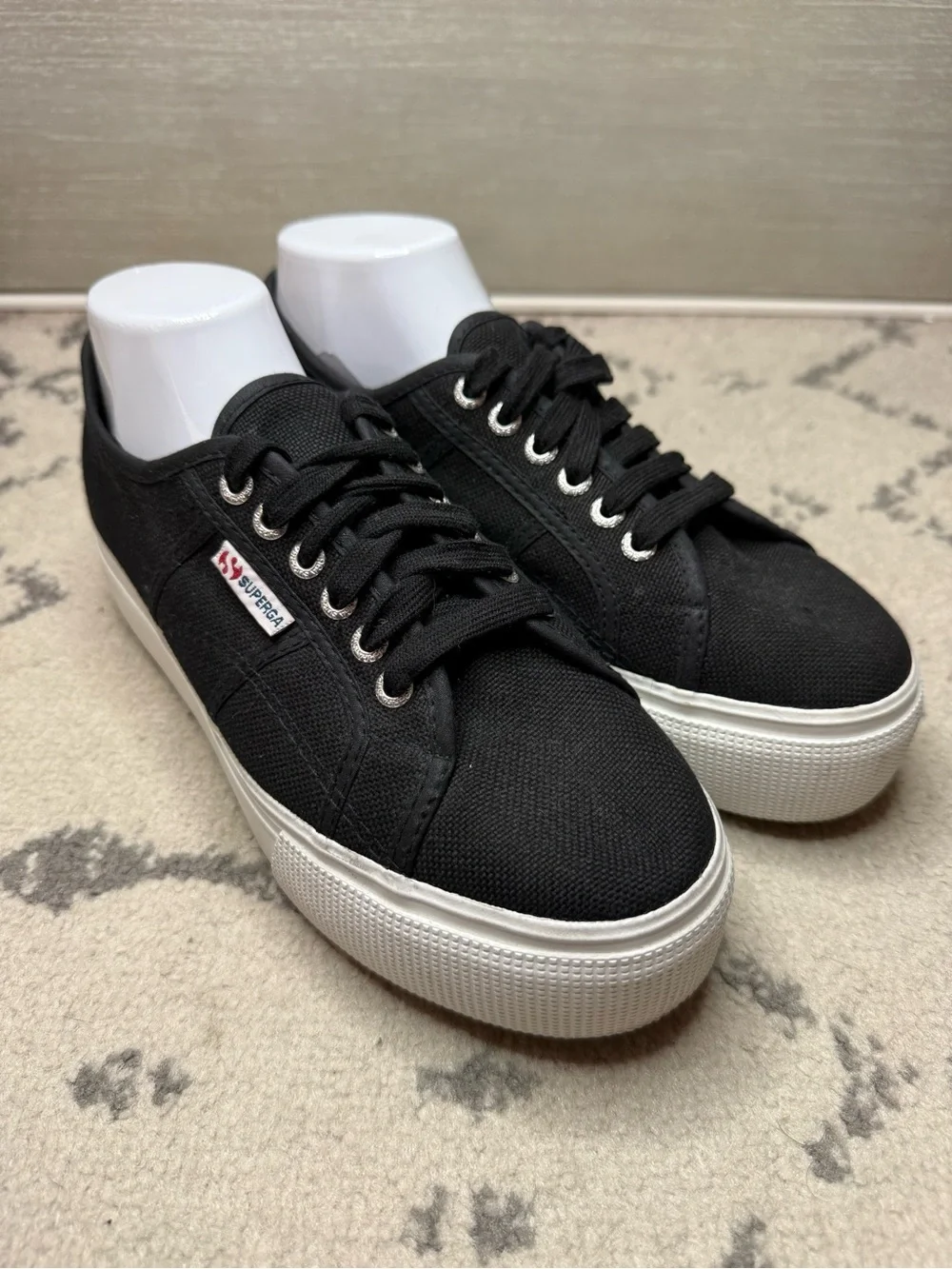 SUPERGA 2740 Platform Sneakers in Black Avorio